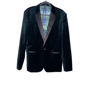 Express Mens Blazer Slim Fit Emerald Green Velvet Suit Jacket Size 42R